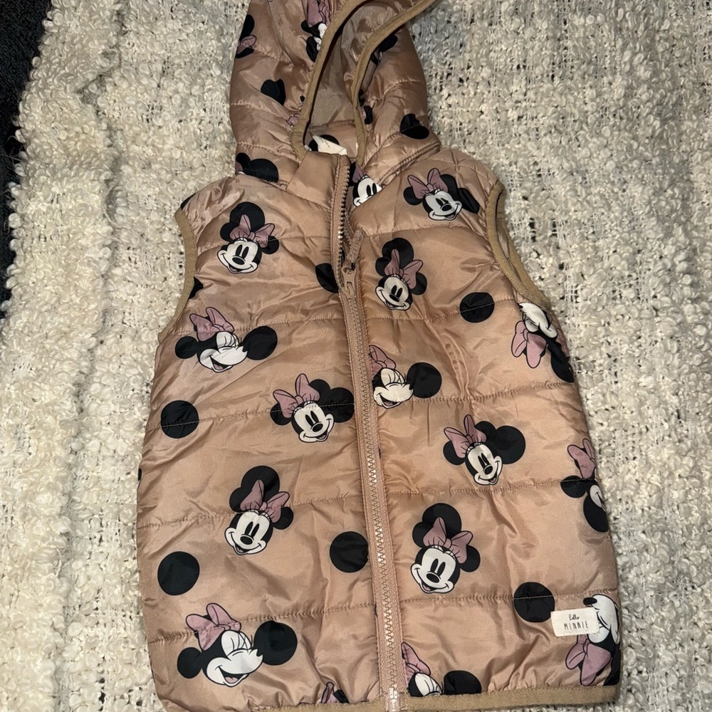 Disney Minnie Mouse Pink and Black Hooded Vest